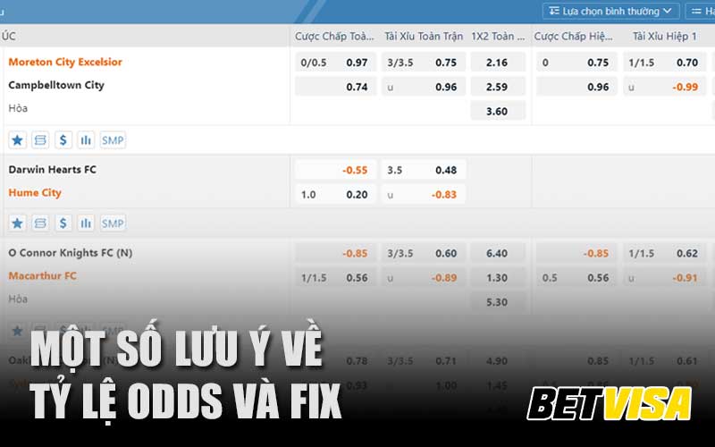 Một số lưu ý về tỷ lệ odds và fix